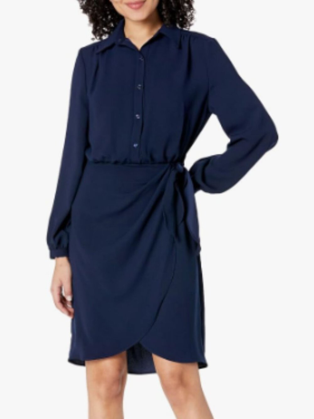 Trina Turk El Mirador Faux Wrap Shirt Dress Size 8 Indigo Blue Career Office